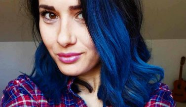 Striking and Unique Black Hair with Blue Highlights